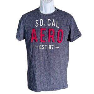 Aeropostale Men's Short Sleeve SO. CAL AERO EST. 87 Blue T-Shirt Small